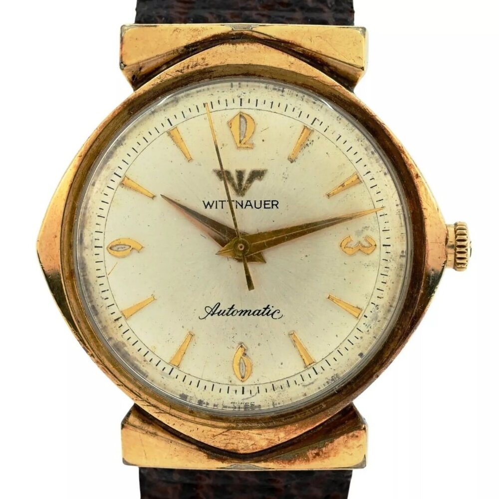 Vintage 1950's Wittnauer 33mm Automatic 10k Gold Filled Tool 1100 Unique Watch!